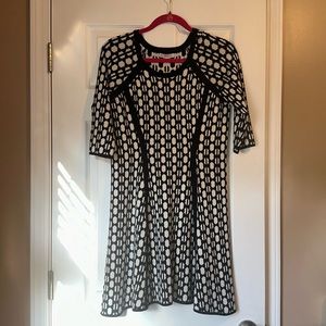 Taylor Women Black  & Cream Casual Sweater Dress